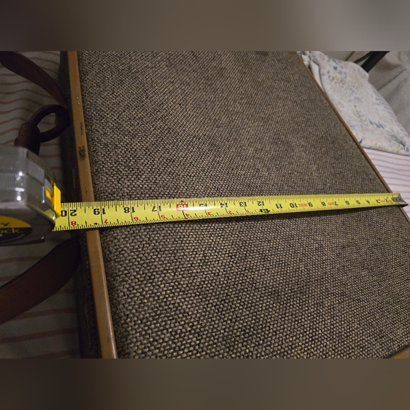 Vintage Tweed Suitcase with Leather Accents - Picture 12 of 13